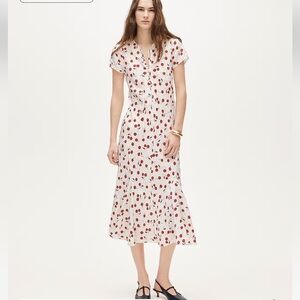 J.Crew Short-sleeve slip dress in cherry print